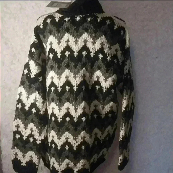 Del Mundo Handmade 100% Ecuador Wool Loose Knit Cardigan Size XL Nordic - Picture 3 of 8